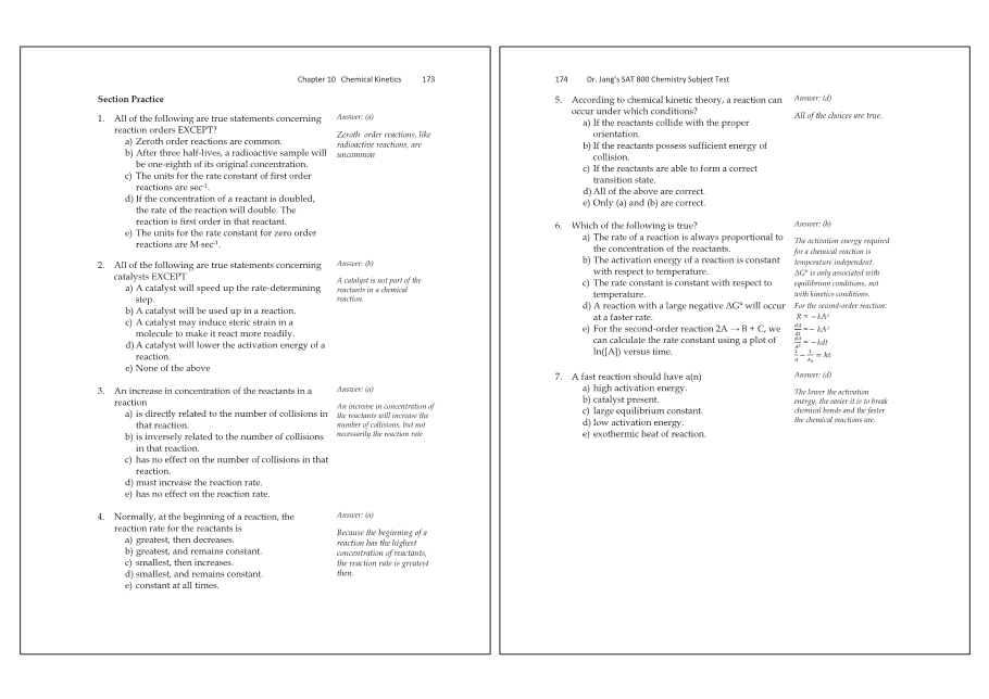 Dr.jang's SAT 800 Chemistry