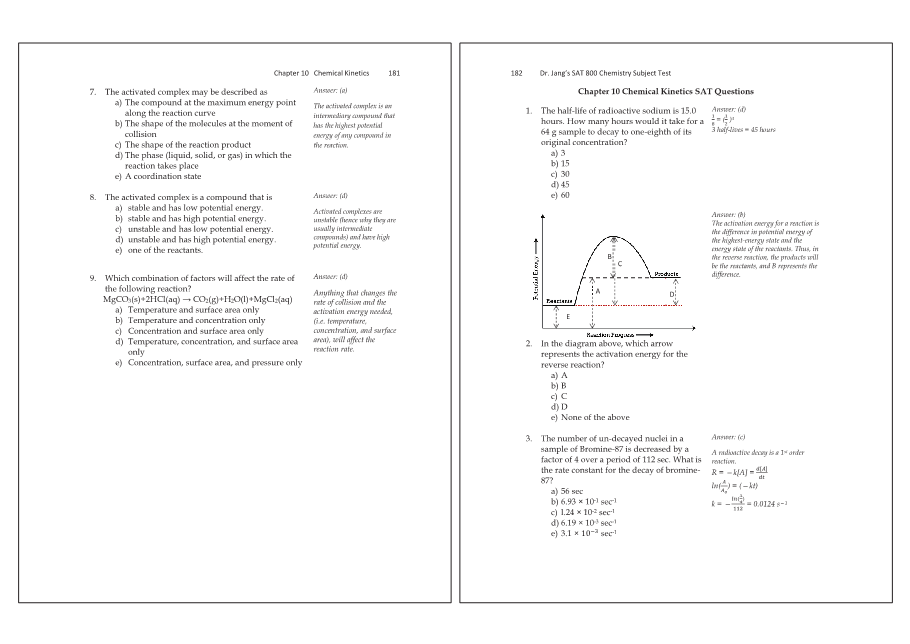 Dr.jang's SAT 800 Chemistry