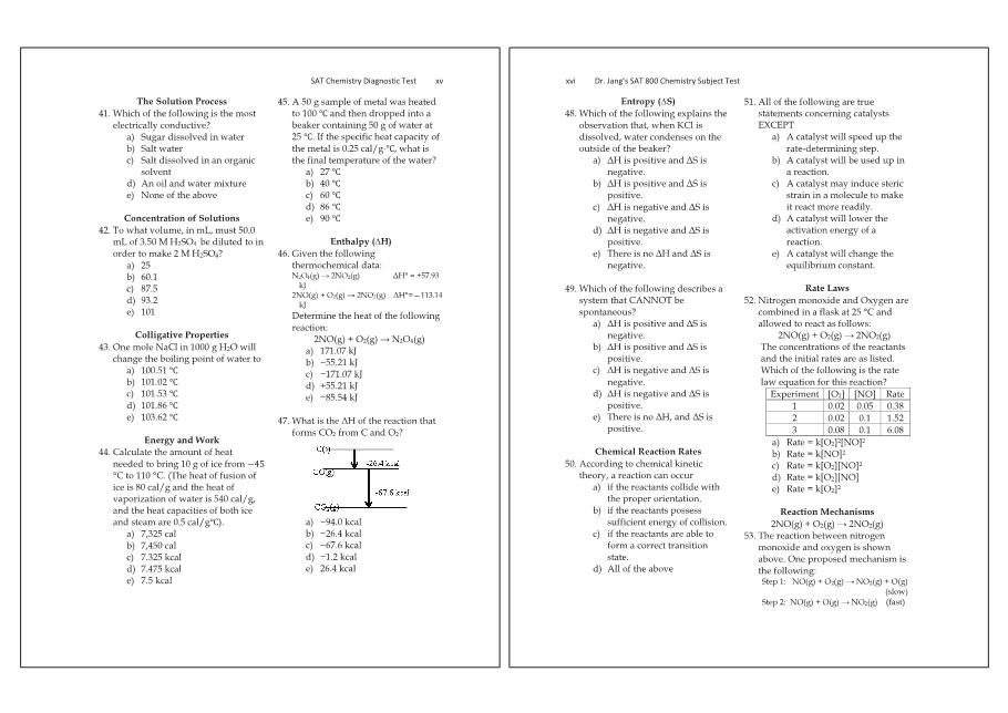 Dr.jang's SAT 800 Chemistry