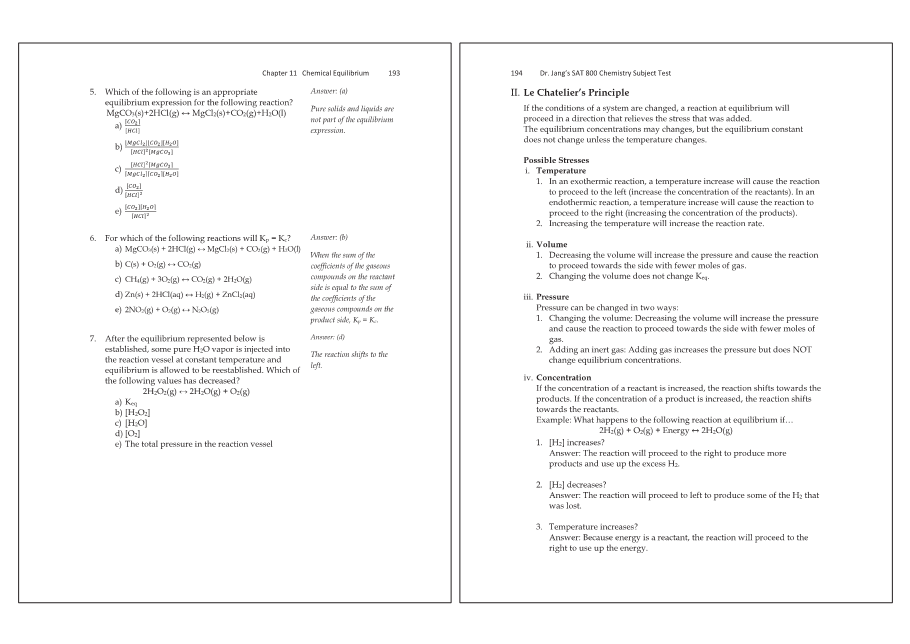 Dr.jang's SAT 800 Chemistry