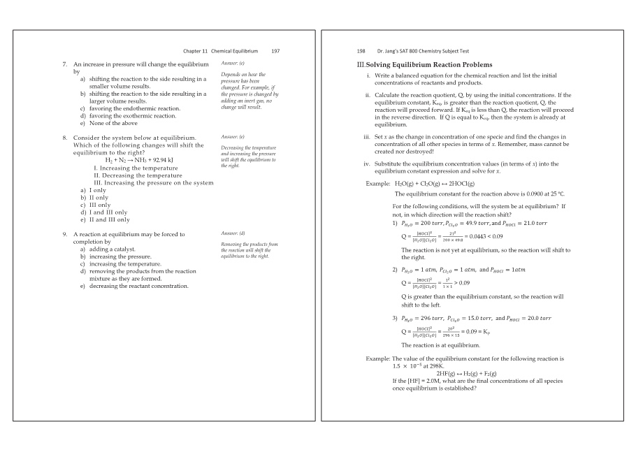 Dr.jang's SAT 800 Chemistry