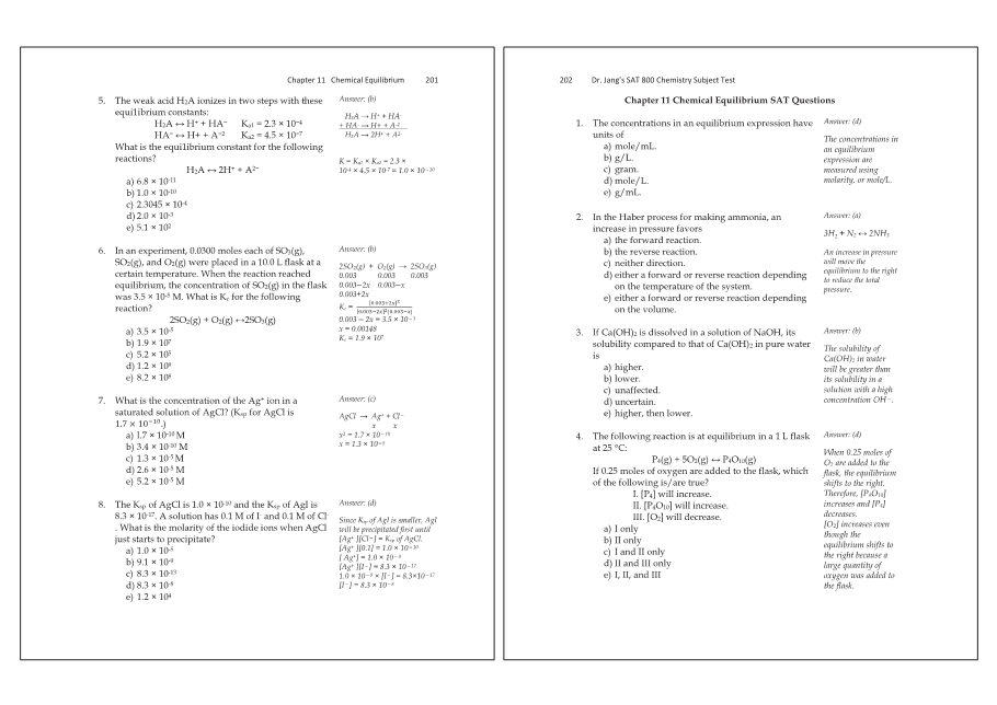 Dr.jang's SAT 800 Chemistry
