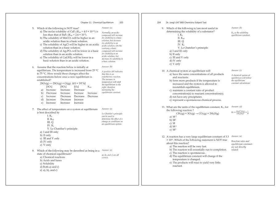 Dr.jang's SAT 800 Chemistry