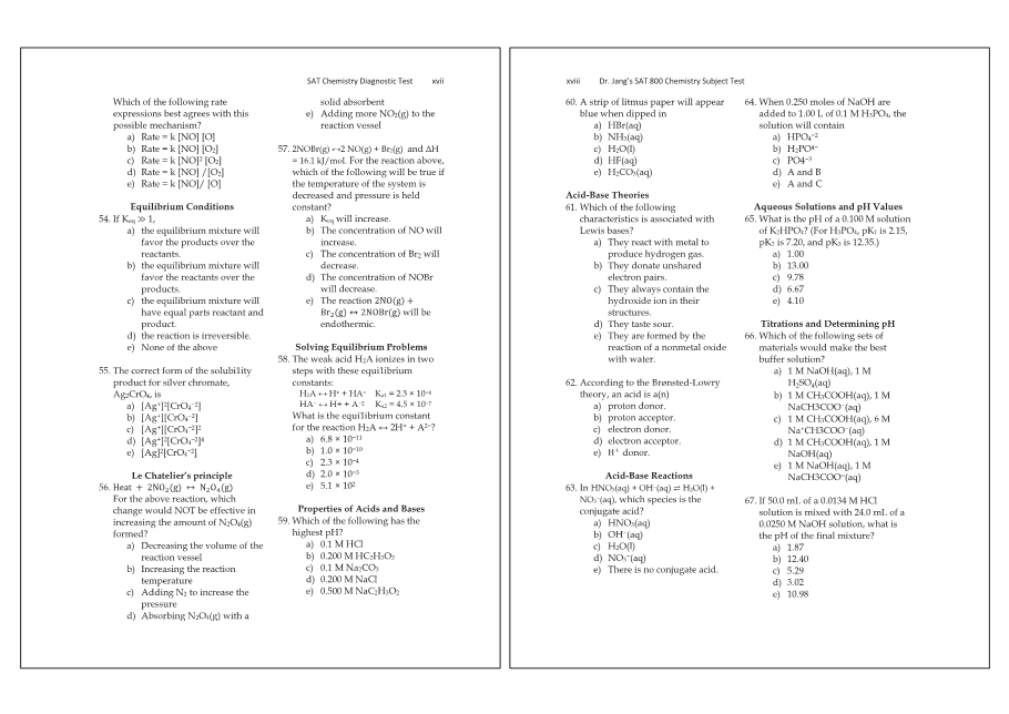 Dr.jang's SAT 800 Chemistry