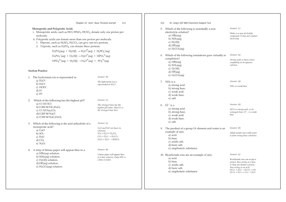 Dr.jang's SAT 800 Chemistry