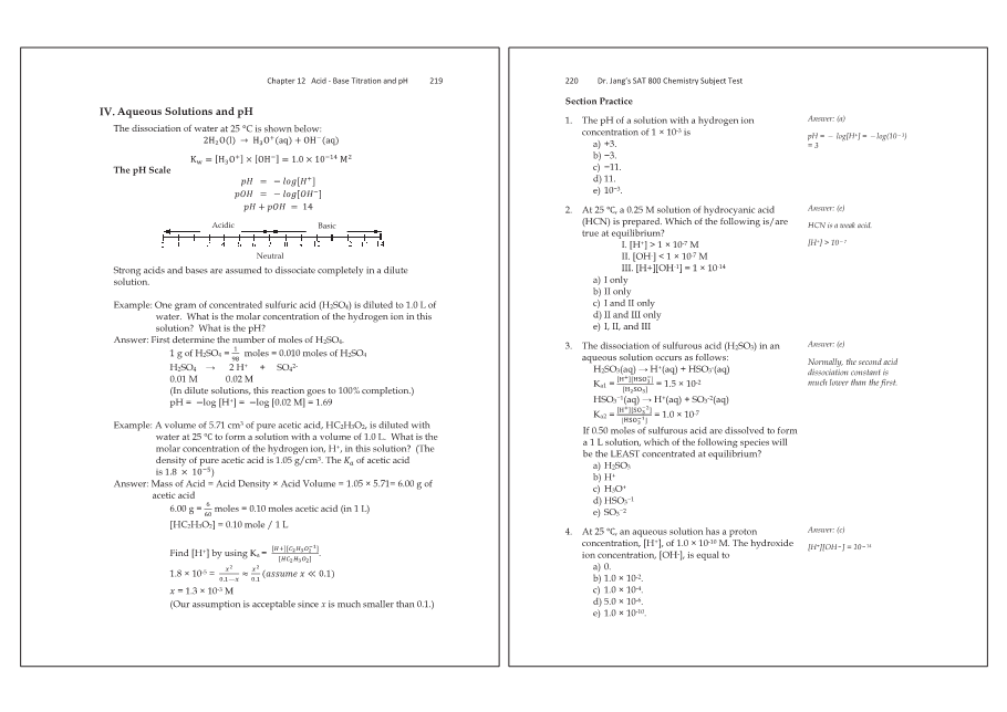 Dr.jang's SAT 800 Chemistry