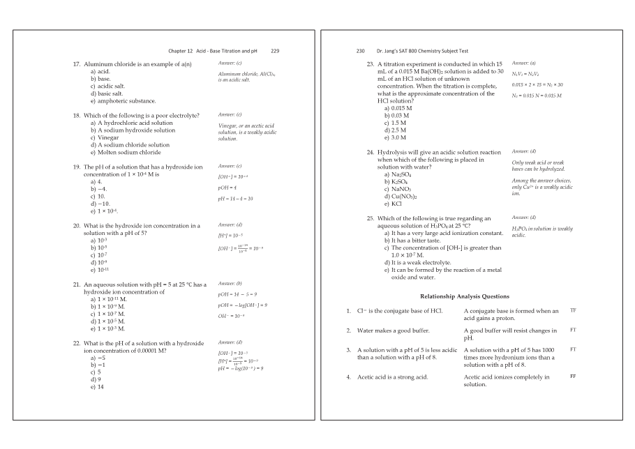 Dr.jang's SAT 800 Chemistry