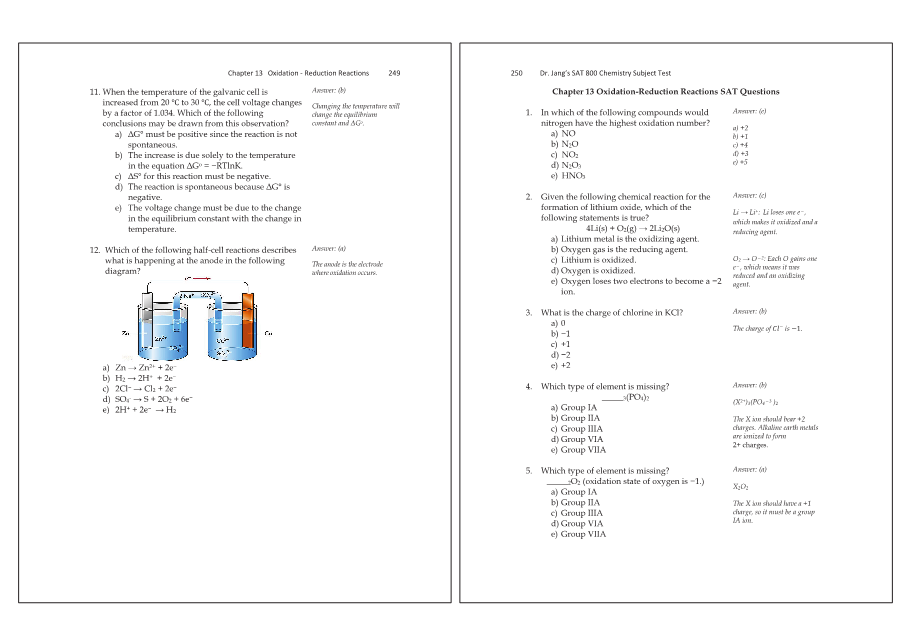 Dr.jang's SAT 800 Chemistry