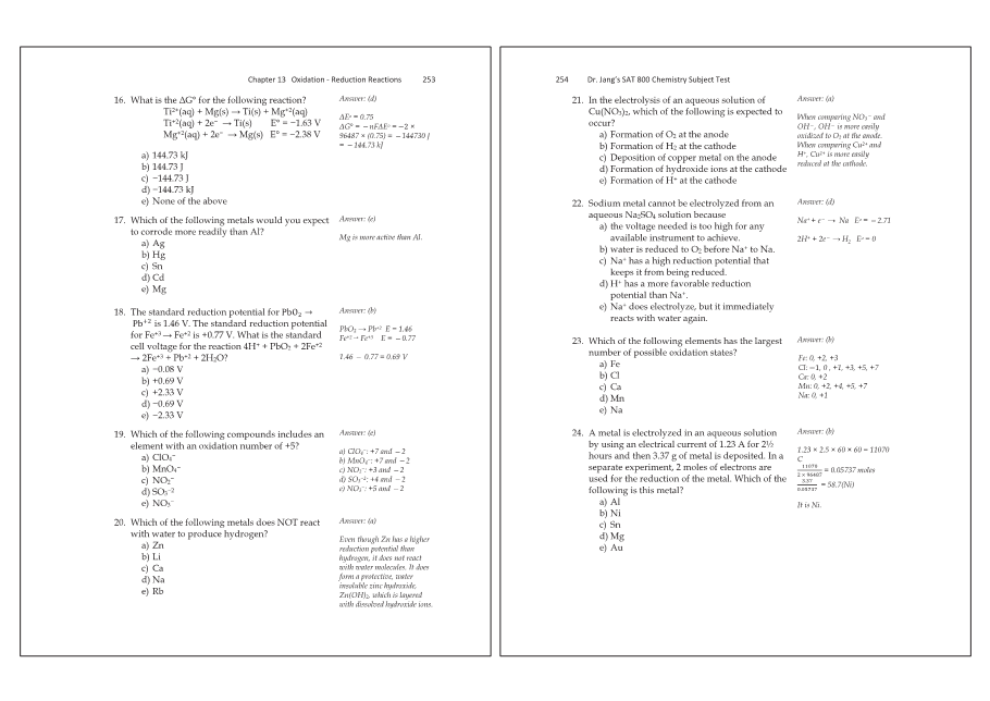 Dr.jang's SAT 800 Chemistry