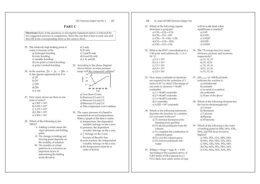 Dr.jang's SAT 800 Chemistry