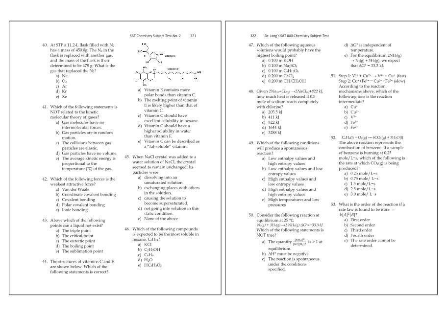 Dr.jang's SAT 800 Chemistry