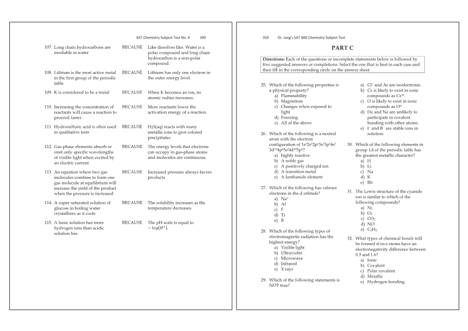 Dr.jang's SAT 800 Chemistry