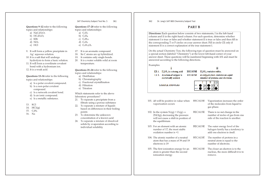Dr.jang's SAT 800 Chemistry