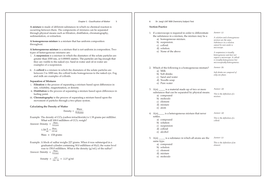 Dr.jang's SAT 800 Chemistry
