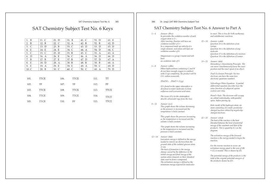 Dr.jang's SAT 800 Chemistry