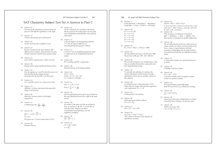 Dr.jang's SAT 800 Chemistry