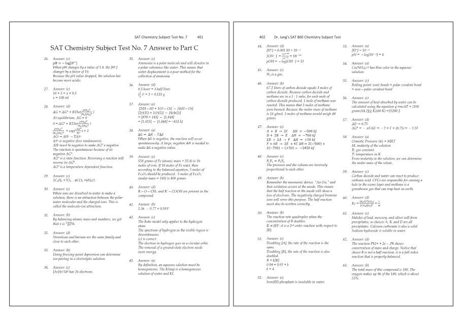Dr.jang's SAT 800 Chemistry
