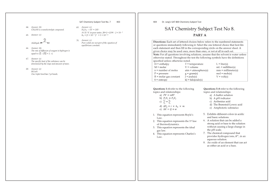 Dr.jang's SAT 800 Chemistry