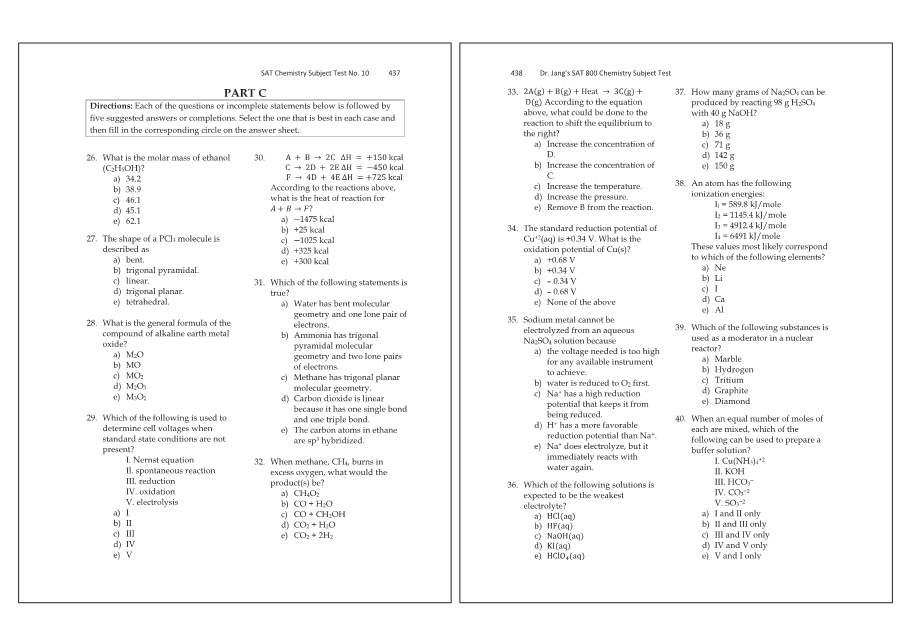 Dr.jang's SAT 800 Chemistry