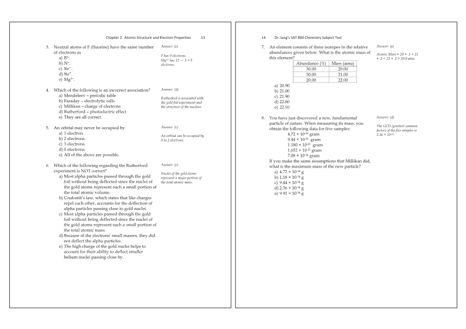 Dr.jang's SAT 800 Chemistry