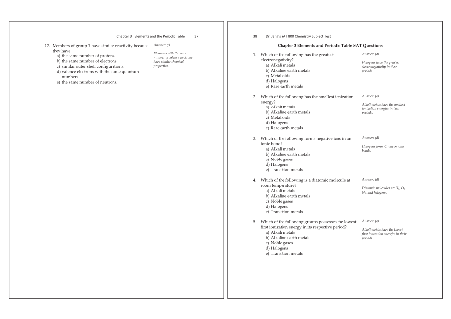 Dr.jang's SAT 800 Chemistry