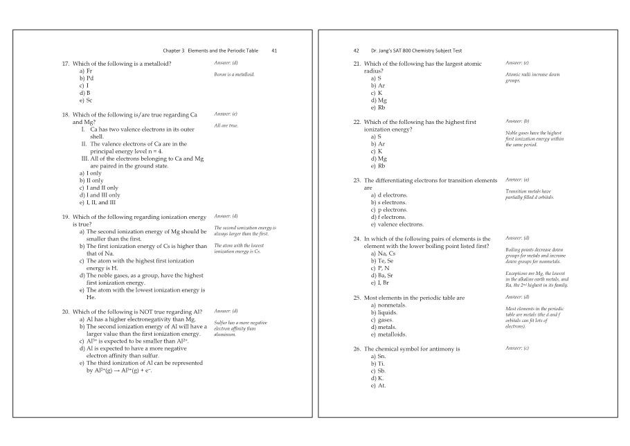 Dr.jang's SAT 800 Chemistry