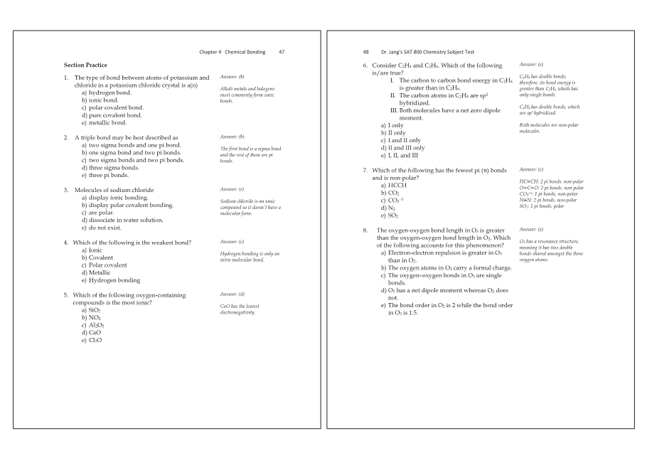 Dr.jang's SAT 800 Chemistry