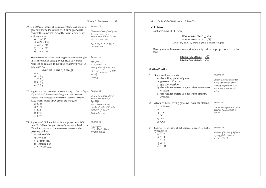 Dr.jang's SAT 800 Chemistry