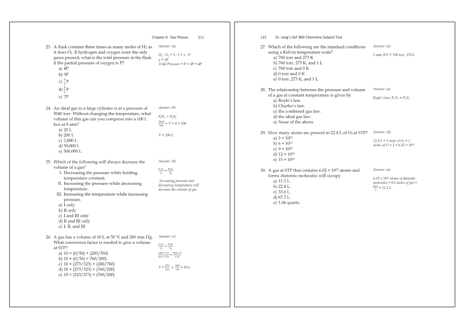 Dr.jang's SAT 800 Chemistry