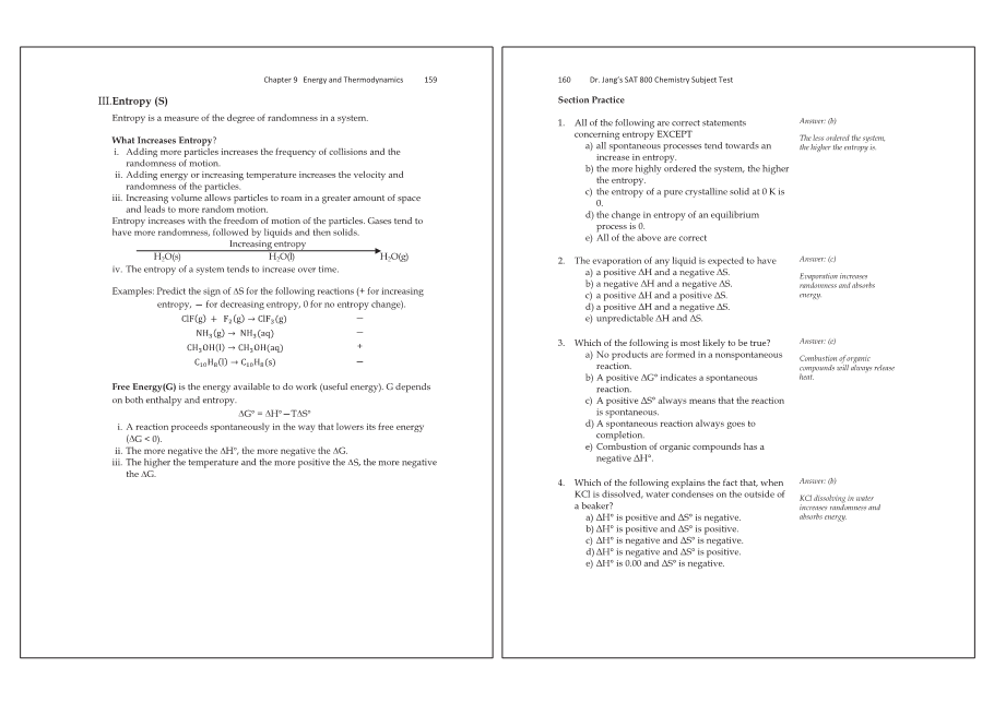Dr.jang's SAT 800 Chemistry