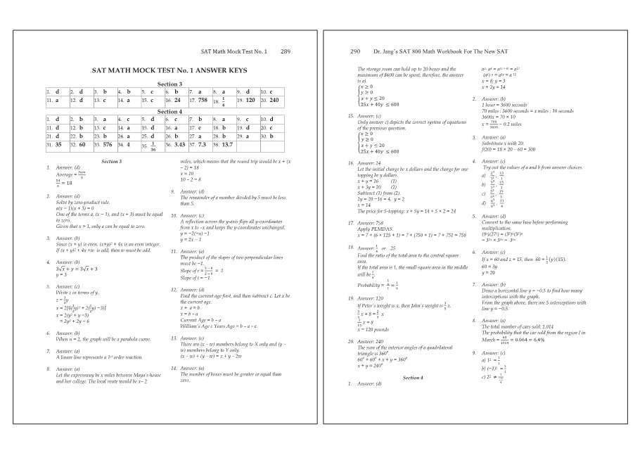 Dr.jang's SAT 800 Math
