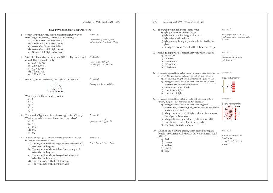 Dr.jang's SAT 800 Physics