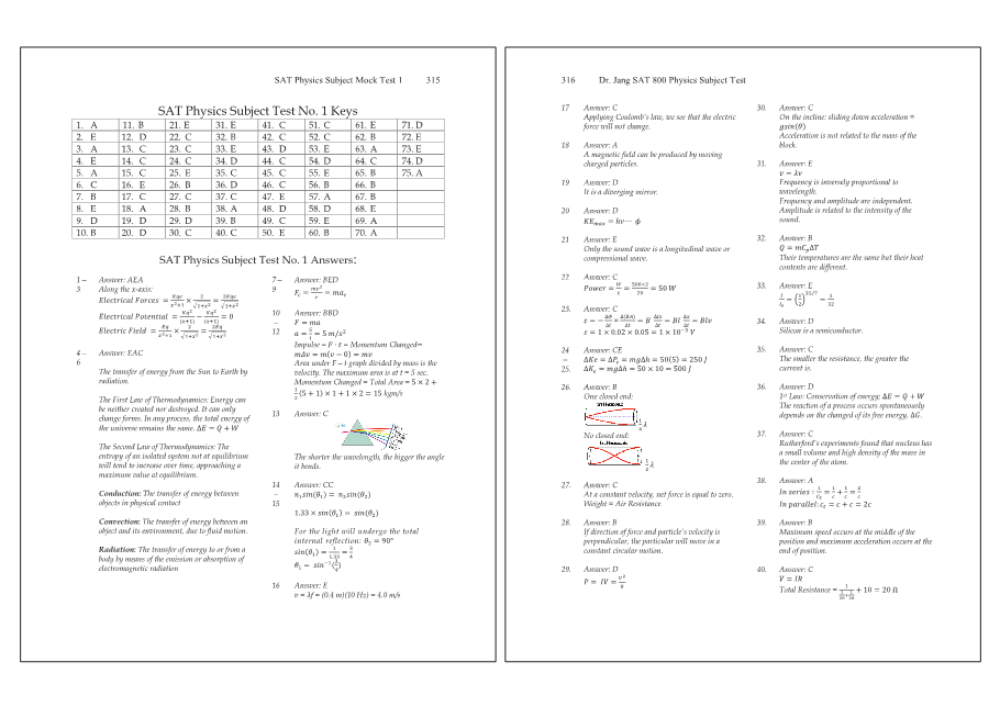 Dr.jang's SAT 800 Physics