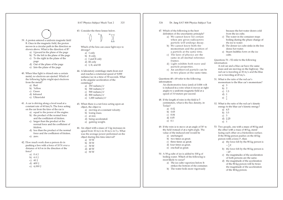 Dr.jang's SAT 800 Physics