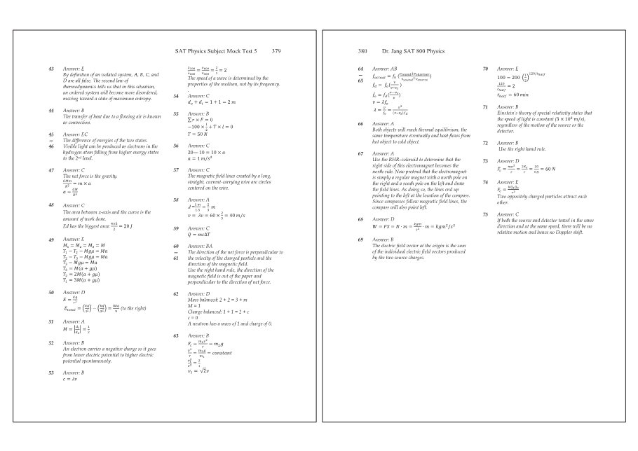 Dr.jang's SAT 800 Physics