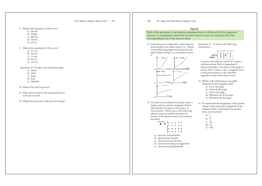 Dr.jang's SAT 800 Physics