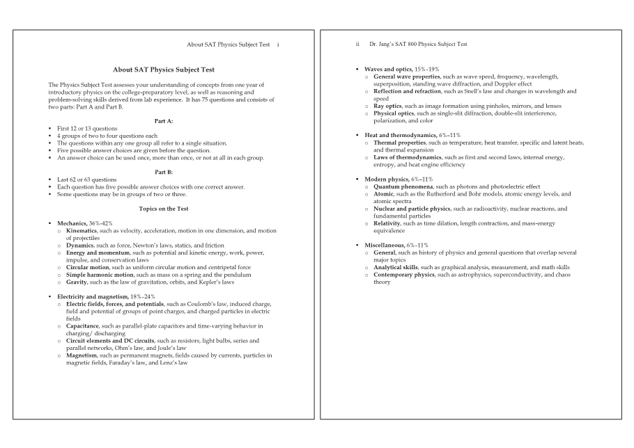 Dr.jang's SAT 800 Physics